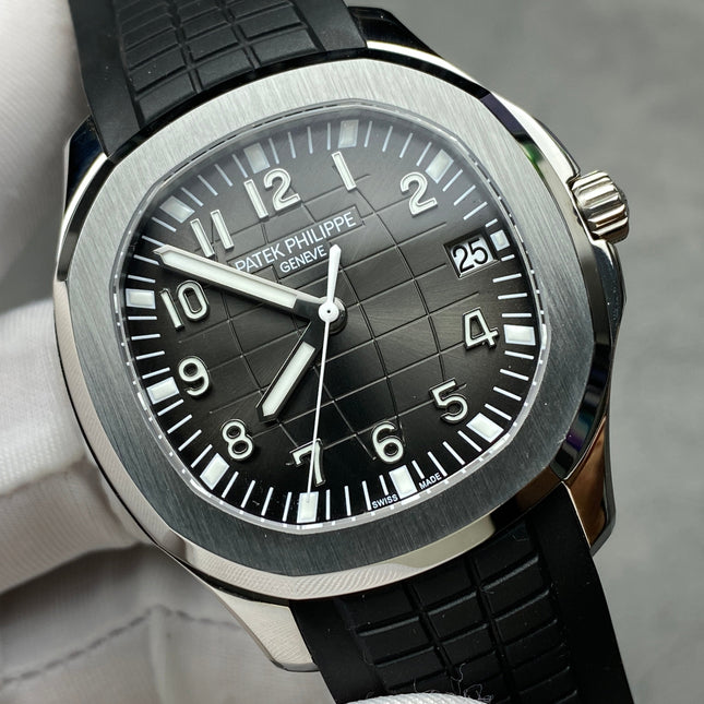 AQUANAUT STEEL CASE BLACK RUBBER STRAP