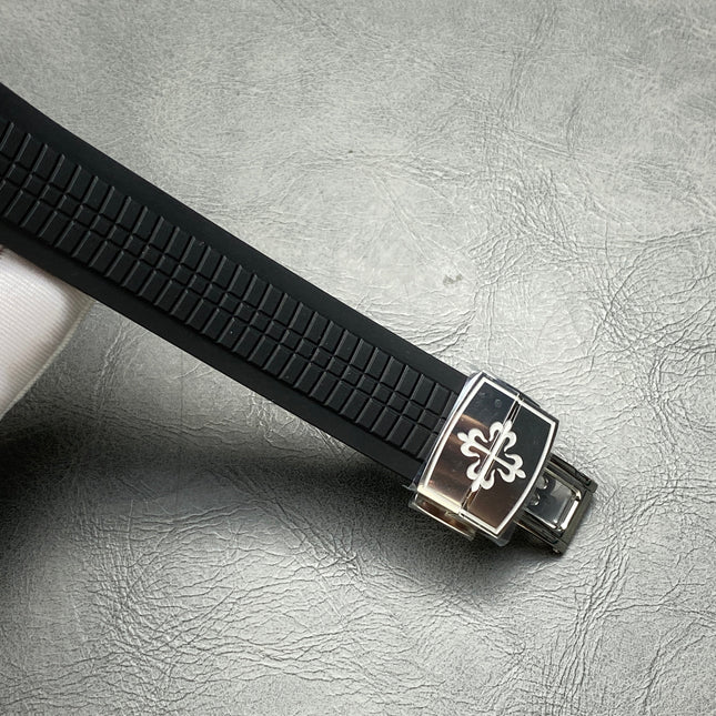 AQUANAUT STEEL CASE BLACK RUBBER STRAP