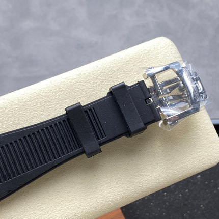 NAUTILUS STEEL ATTACHED DIAMOND BEZEL BLACK RUBBER STRAP