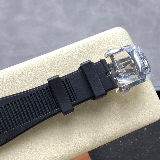 NAUTILUS STEEL ATTACHED DIAMOND BEZEL BLACK RUBBER STRAP