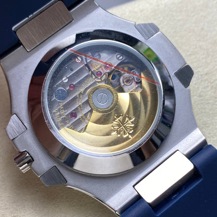 NAUTILUS STEEL ATTACHED DIAMOND BEZEL BLUE RUBBER STRAP