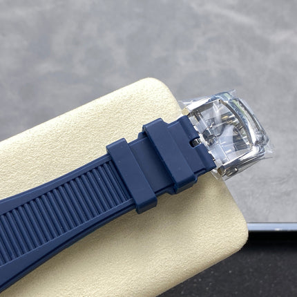 NAUTILUS STEEL ATTACHED DIAMOND BEZEL BLUE RUBBER STRAP