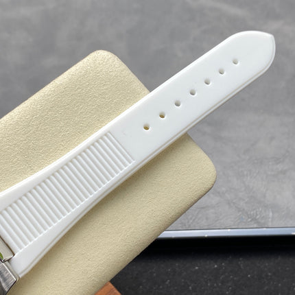 NAUTILUS STEEL ATTACHED DIAMOND BEZEL WHITE RUBBER STRAP