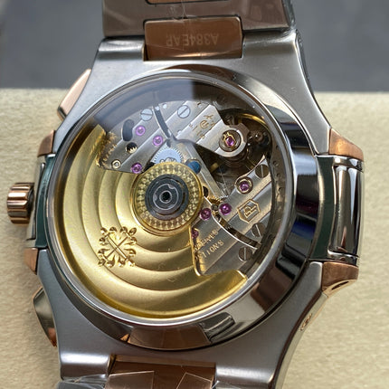 NAUTILUS STEEL AND ROSE GOLD BRACELET BLUE DIAL