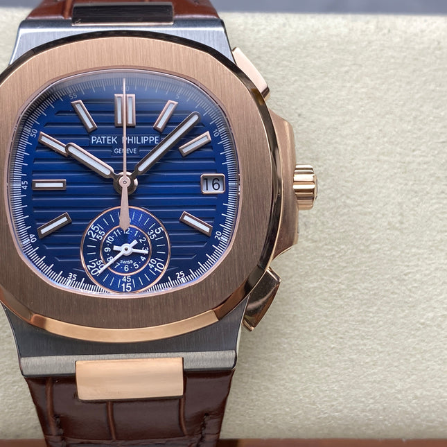NAUTILUS ROSE GOLD AND STEEL CASE BLUE DIAL