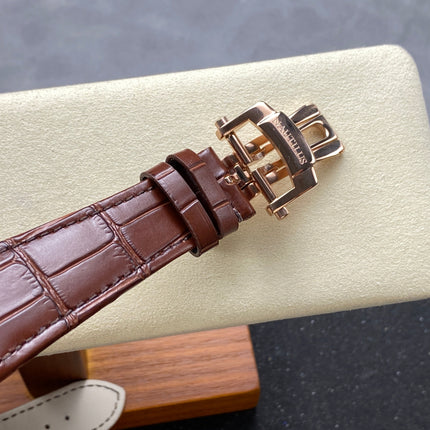 NAUTILUS ROSE GOLD CASE BROWN SUNBURST DIAL ALLIGATOR LEATHER STRAP