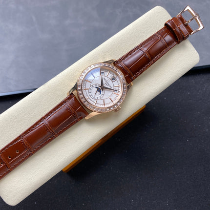 ANNUAL CALENDAR ROSE GOLD ATTACHED DIAMOND BEZEL WHITE DIAL