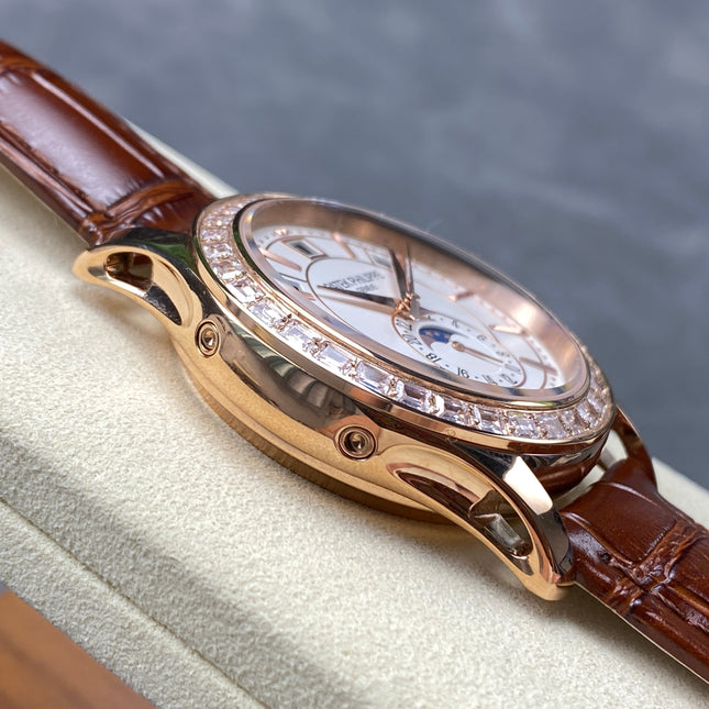 ANNUAL CALENDAR ROSE GOLD ATTACHED DIAMOND BEZEL WHITE DIAL