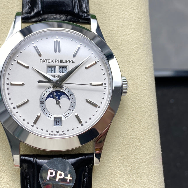 ANNUAL CALENDAR SELF-WINDING WHITE GOLD CASE BROWN BLACK STRAP