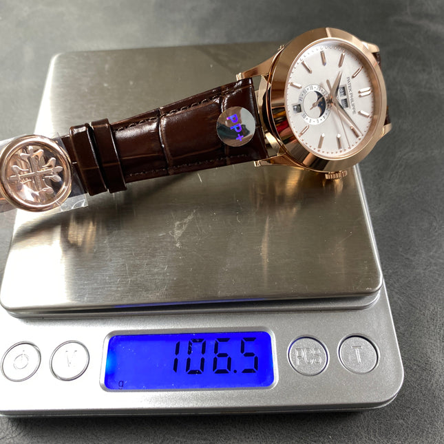 ANNUAL CALENDAR SELF-WINDING ROSE GOLD CASE SILVERY OPALINE DIAL