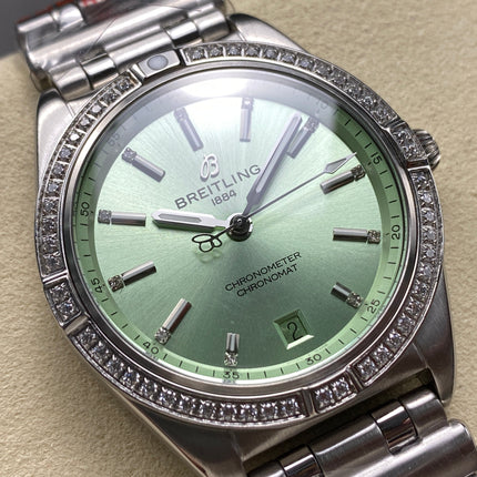 CHRONOMAT AUTOMATIC 36 STEEL WITH DIAMOND BEZEL LIGHT GREEN DIAL
