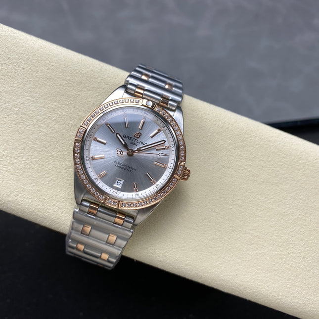 CHRONOMAT AUTOMATIC 36 RED GOLD AND STEEL CASE SILVER DIAL