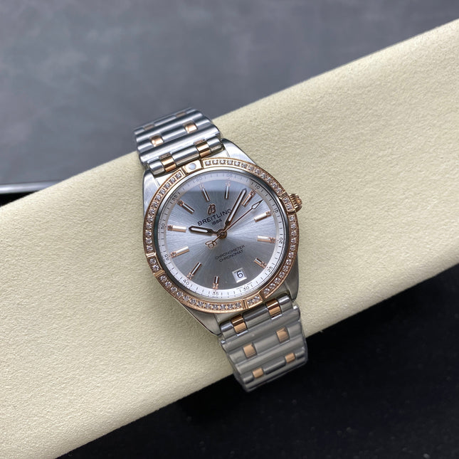 CHRONOMAT AUTOMATIC 36 RED GOLD AND STEEL CASE SILVER DIAL
