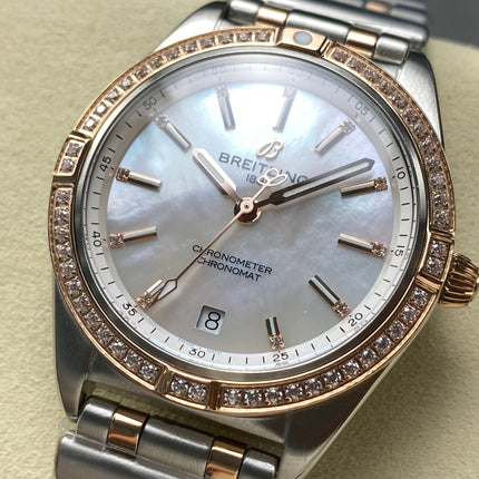 CHRONOMAT AUTOMATIC 36 RED GOLD AND STEEL CASE MOTHER OF PEARL DIAL