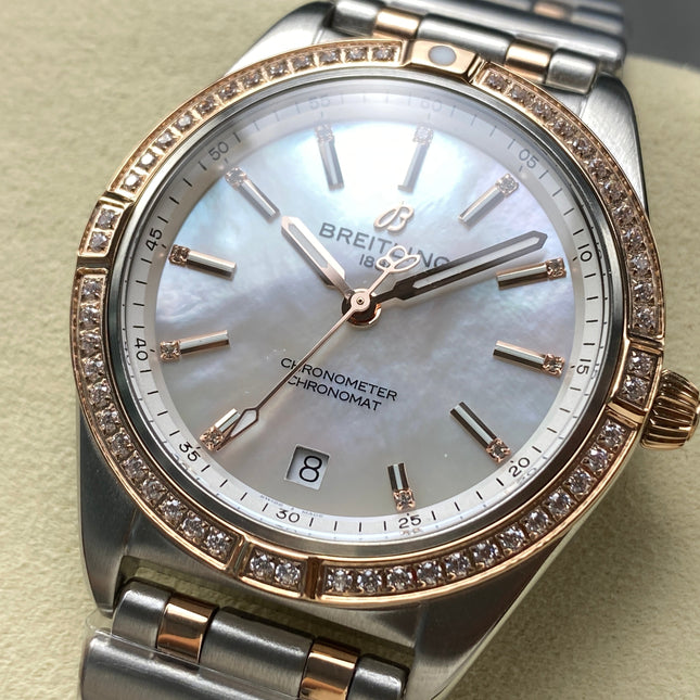 CHRONOMAT AUTOMATIC 36 RED GOLD AND STEEL CASE MOTHER OF PEARL DIAL