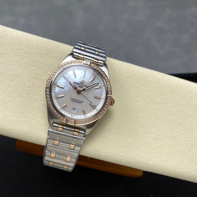 CHRONOMAT AUTOMATIC 36 RED GOLD AND STEEL CASE MOTHER OF PEARL DIAL