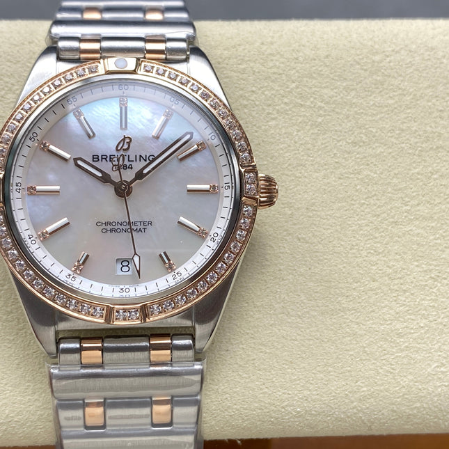 CHRONOMAT AUTOMATIC 36 RED GOLD AND STEEL CASE MOTHER OF PEARL DIAL