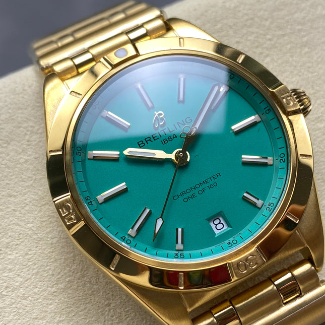 CHRONOMAT AUTOMATIC 36 VICTORIA BECKHAM YELLOW GOLD CASE PEPPERMINT DIAL