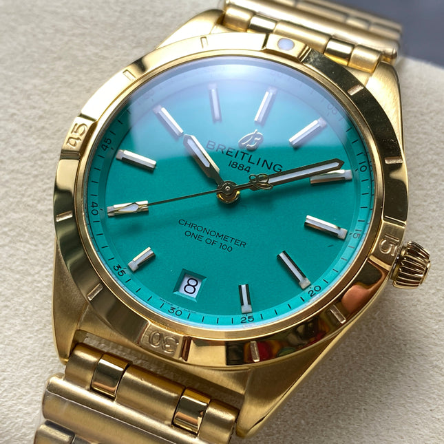 CHRONOMAT AUTOMATIC 36 VICTORIA BECKHAM YELLOW GOLD CASE PEPPERMINT DIAL