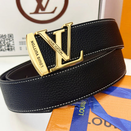 BELT 40MM REVERSIBLE IN BLACK CALFSKIN WITH HIDDEN GOLD BUCKLE DESIGN