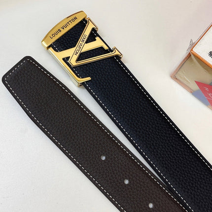 BELT 40MM REVERSIBLE IN BLACK CALFSKIN WITH HIDDEN GOLD BUCKLE DESIGN