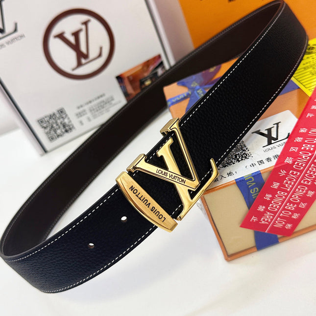 BELT 40MM REVERSIBLE IN BLACK CALFSKIN WITH HIDDEN GOLD BUCKLE DESIGN