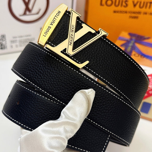 BELT 40MM REVERSIBLE IN BLACK CALFSKIN WITH HIDDEN GOLD BUCKLE DESIGN