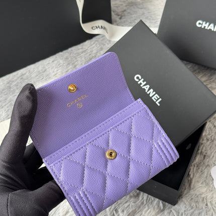 LEBOY WALLET 11 IN BABY PURPLE GRAINED CALFSKIN GOLD-TONE HARDWARE