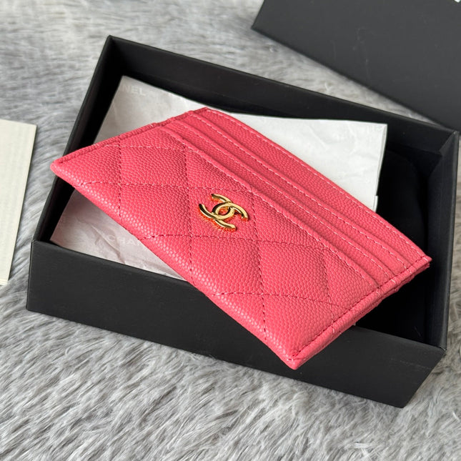 CHANEL 25S CARD HOLDER 11 IN WATERMELON CAVIAR GOLD HARDWARE
