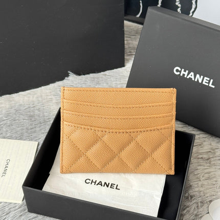 CHANEL 25S CARD HOLDER 11 IN GOLDEN CARAMEL CAVIAR GOLD HARDWARE