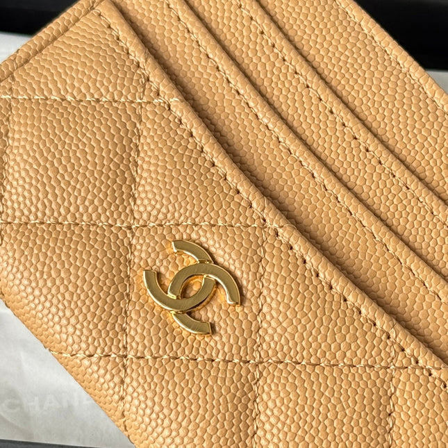 CHANEL 25S CARD HOLDER 11 IN GOLDEN CARAMEL CAVIAR GOLD HARDWARE