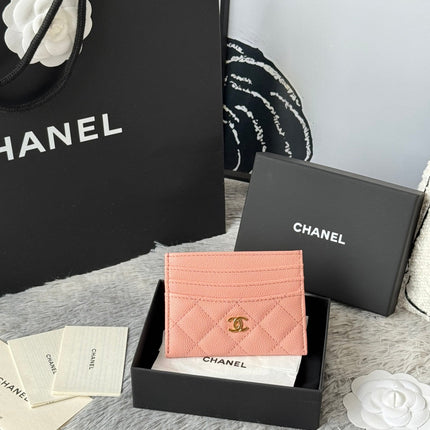 CHANEL 25S CARD HOLDER 11 IN PEACH PINK CAVIAR GOLD HARDWARE
