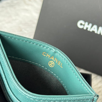 CHANEL 25S CARD HOLDER 11 IN TROPICAL TEAL CAVIAR GOLD HARDWARE