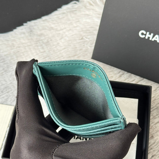 CHANEL 25S CARD HOLDER 11 IN TROPICAL TEAL CAVIAR GOLD HARDWARE