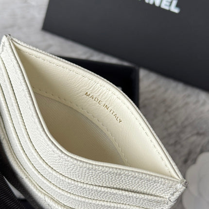 CHANEL 25S CARD HOLDER 11 IN IVORY CAVIAR GOLD HARDWARE