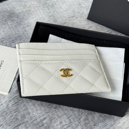CHANEL 25S CARD HOLDER 11 IN IVORY CAVIAR GOLD HARDWARE