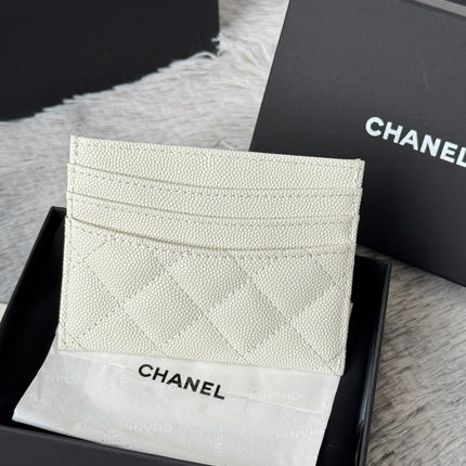 CHANEL 25S CARD HOLDER 11 IN IVORY CAVIAR GOLD HARDWARE