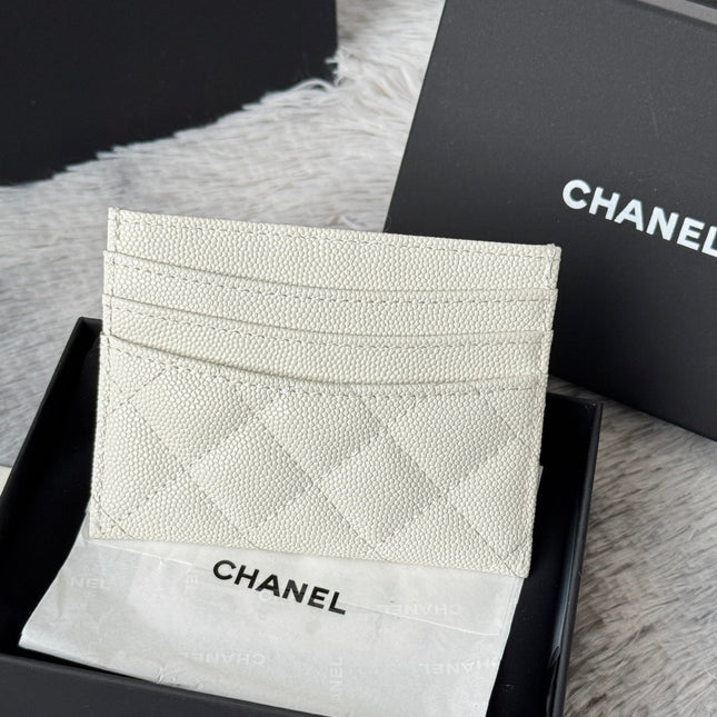 CHANEL 25S CARD HOLDER 11 IN IVORY CAVIAR GOLD HARDWARE