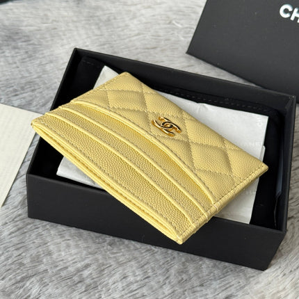 CHANEL 25S CARD HOLDER 11 IN YELLOW CAVIAR GOLD HARDWARE
