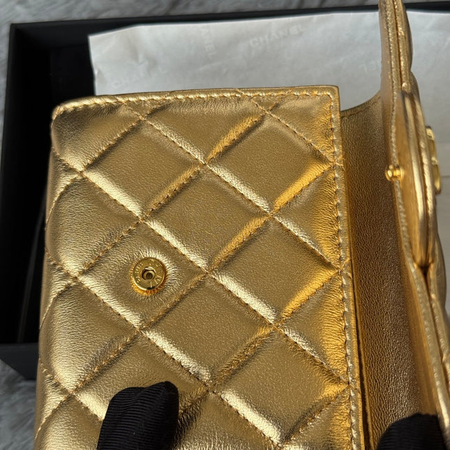 CHANEL 25S CF SMALL TRI FOLD WALLET 11 IN GOLD CAVIAR GOLD HARDWARE