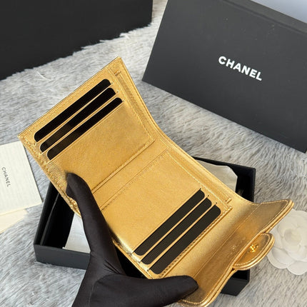 CHANEL 25S CF SMALL TRI FOLD WALLET 11 IN GOLD CAVIAR GOLD HARDWARE