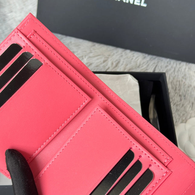 CHANEL 25S CF SMALL TRI FOLD WALLET 11 IN WATERMELON CAVIAR GOLD HARDWARE