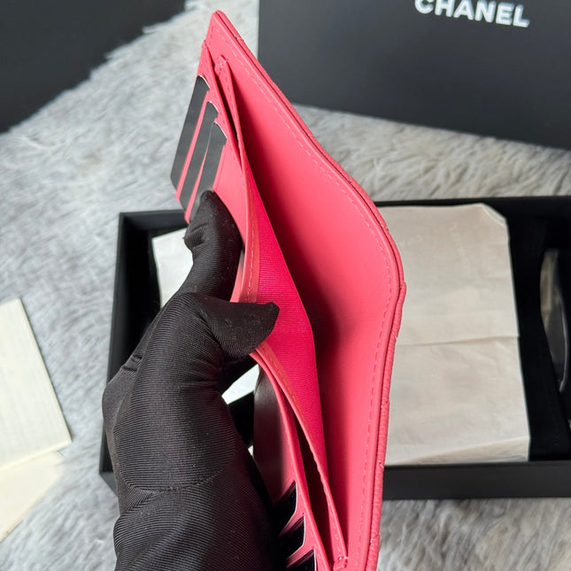 CHANEL 25S CF SMALL TRI FOLD WALLET 11 IN WATERMELON CAVIAR GOLD HARDWARE