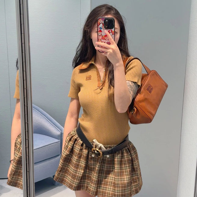 MIUMIU SHORT-SLEEVE KNIT TOP STYLE 263