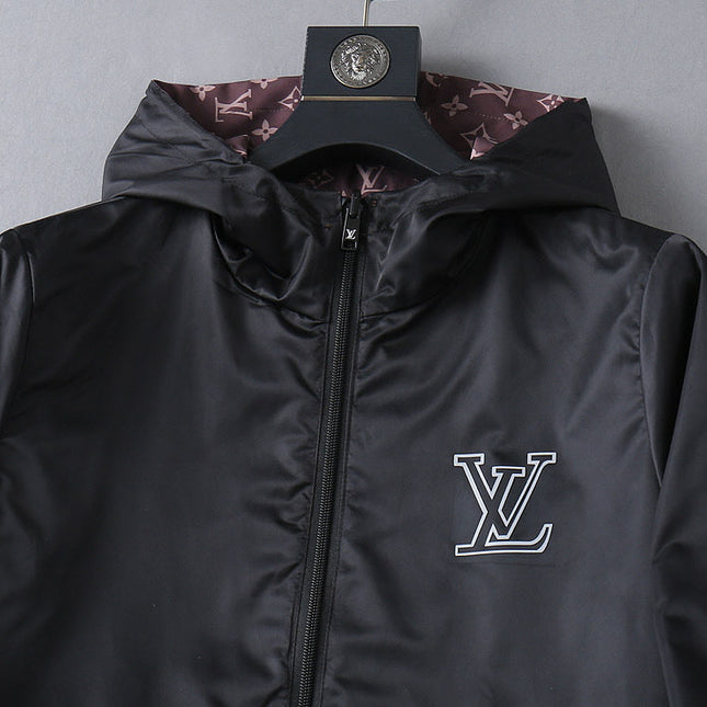 LV WINE RED MONOGRAM AND BLACK DOUBLE-SIDED WINDBREAKER 238976