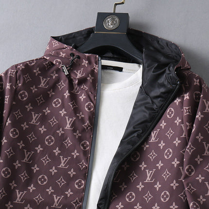 LV WINE RED MONOGRAM AND BLACK DOUBLE-SIDED WINDBREAKER 238976