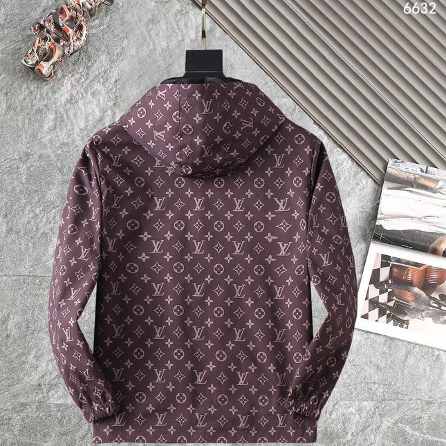 LV WINE RED MONOGRAM AND BLACK DOUBLE-SIDED WINDBREAKER 238976