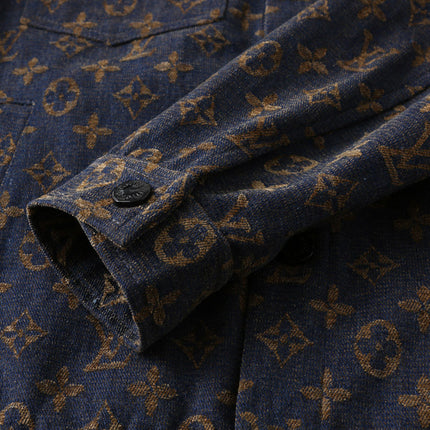 LV SHIRT JACKET IN NAVY BLUE JACQUARD FABRIC 238979