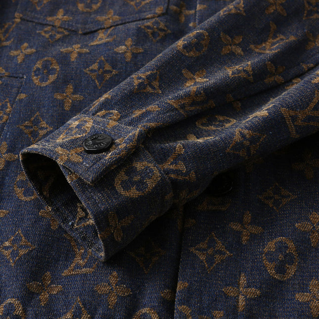 LV SHIRT JACKET IN NAVY BLUE JACQUARD FABRIC 238979
