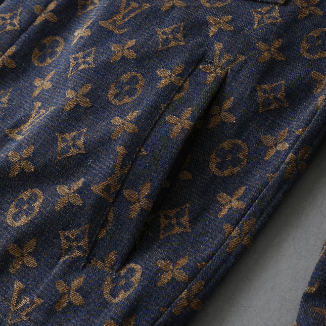 LV SHIRT JACKET IN NAVY BLUE JACQUARD FABRIC 238979